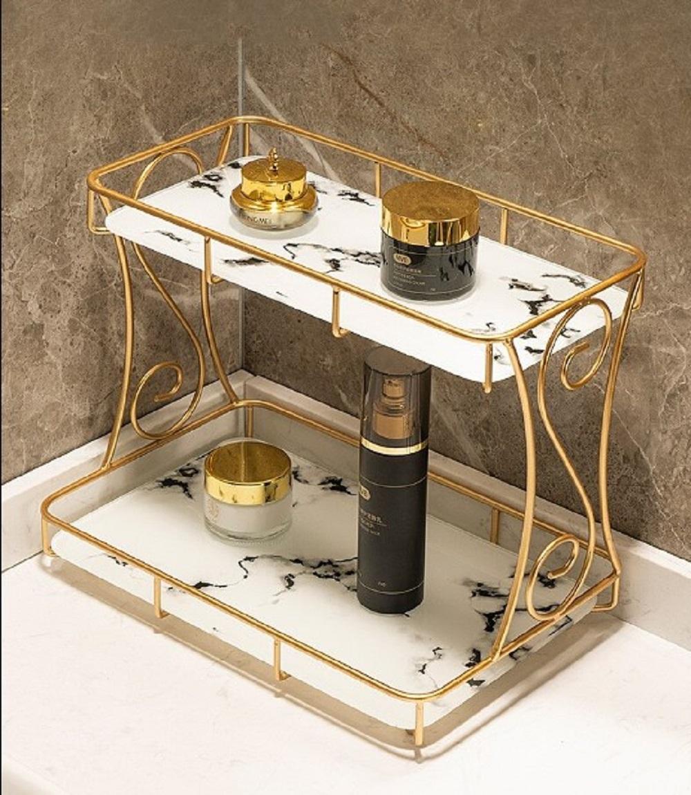 Golden Double Layer Makeup Rack