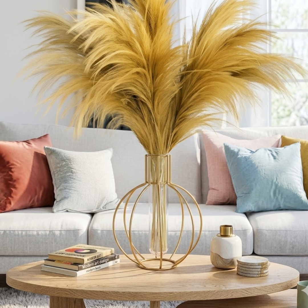 Golden Geometric Metal Vase for Home Decor