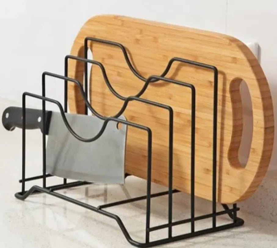 Multi-Functional Kitchen Cutting Board & Pot Lid Organizer Rack