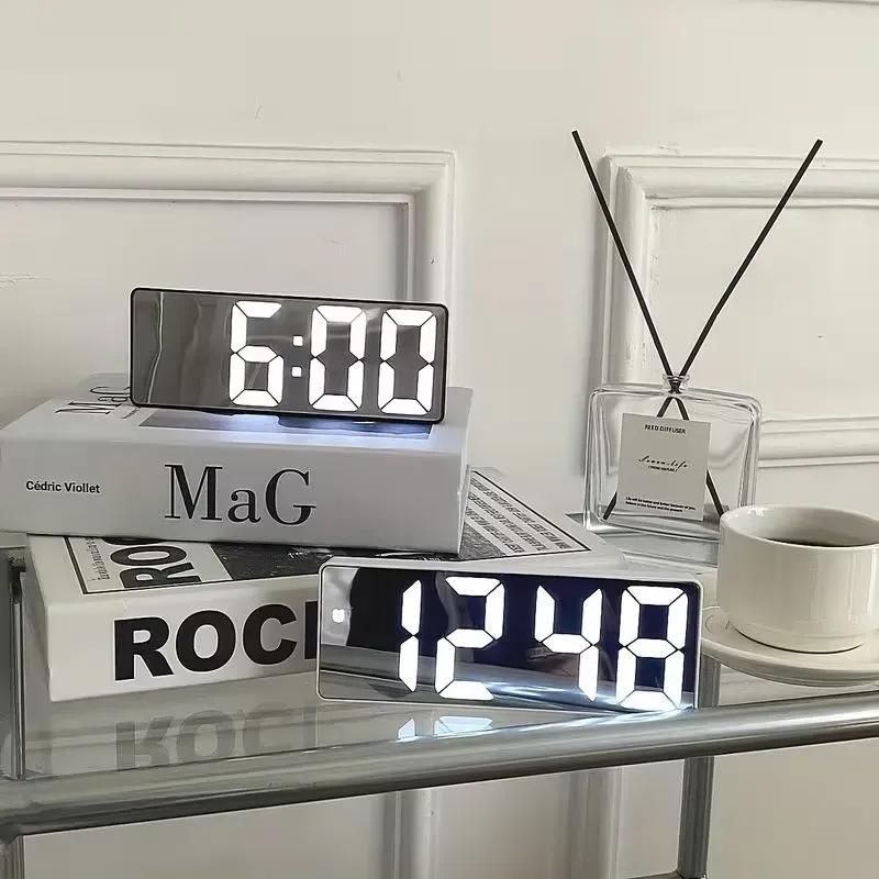 LED Mirror Digital Alarm Clock with Snooze