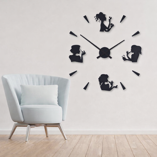 Modern Wall Clock Girl Silhouette 24x24
