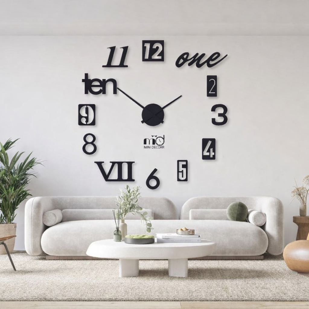 Modern Wall Clock Mixed Numerals 24x24