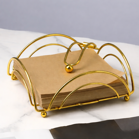 Golden Metal Napkin Holder for Home & Office