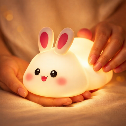 Silicone Rabbit Night Lamp – Rechargeable Cute Bunny LED Lamp with Touch Sensor & Adjustable Brightness (Kids Bedside Light)