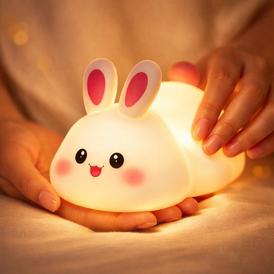 Silicone Rabbit Night Lamp – Rechargeable Cute Bunny LED Lamp with Touch Sensor & Adjustable Brightness (Kids Bedside Light)