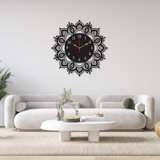 Black Mandala DIY Wall Clock 29x21 Decor