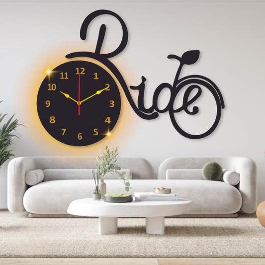 Laminated Wall Clock Bicycle Design With Light